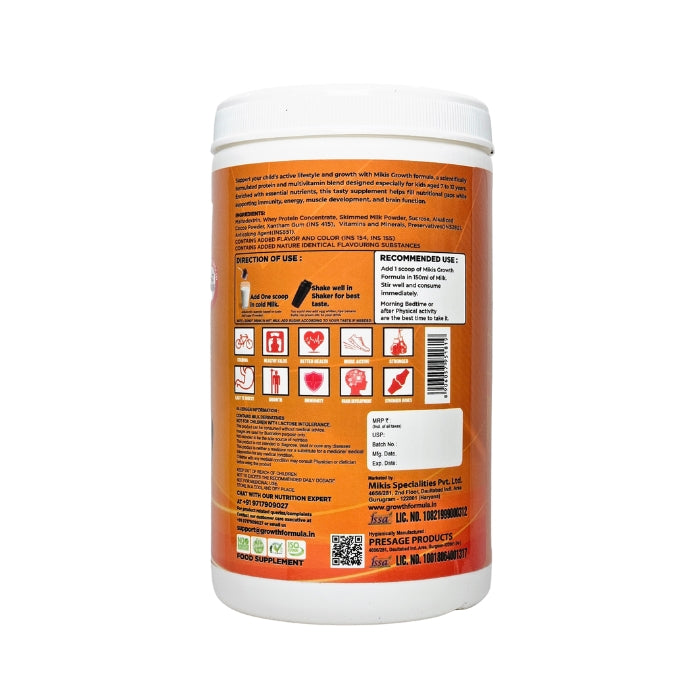 Mikis Growth Formula For Growing Kids (7-12 Yrs) | Chocolate Ice-cream 400g